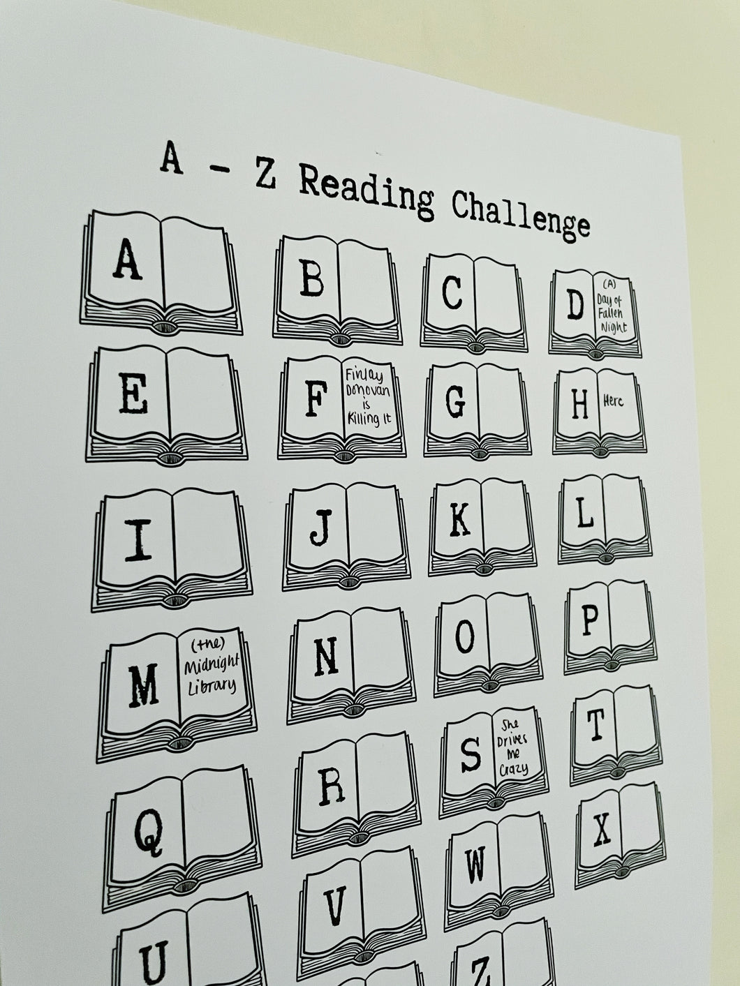A-Z Reading Challenge Print (Misprint)