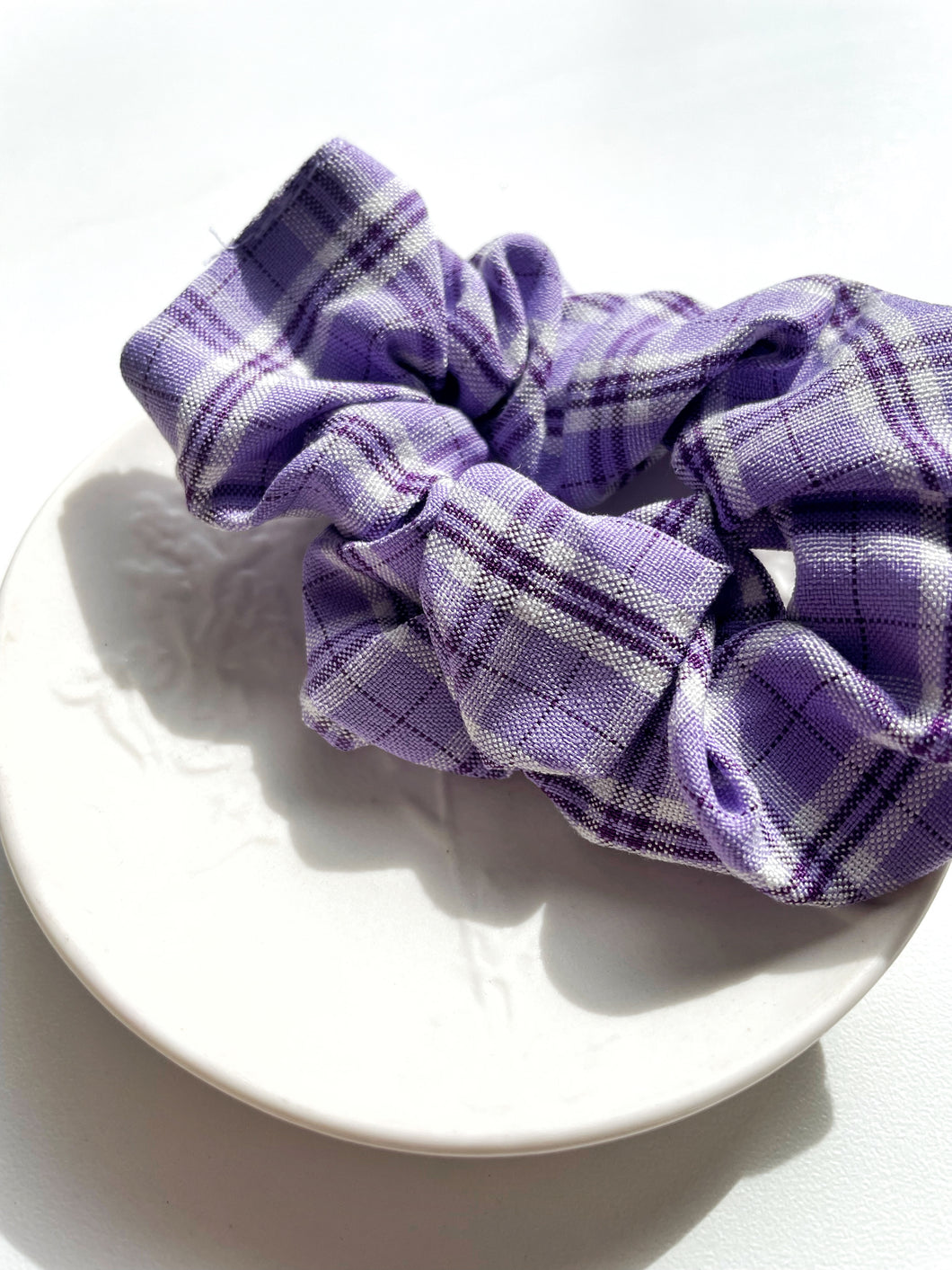 Purple Plaid Scrunchie