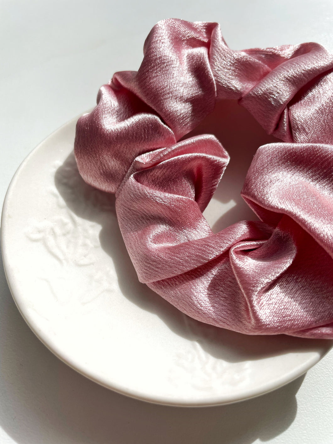 Pink Satin Scrunchie