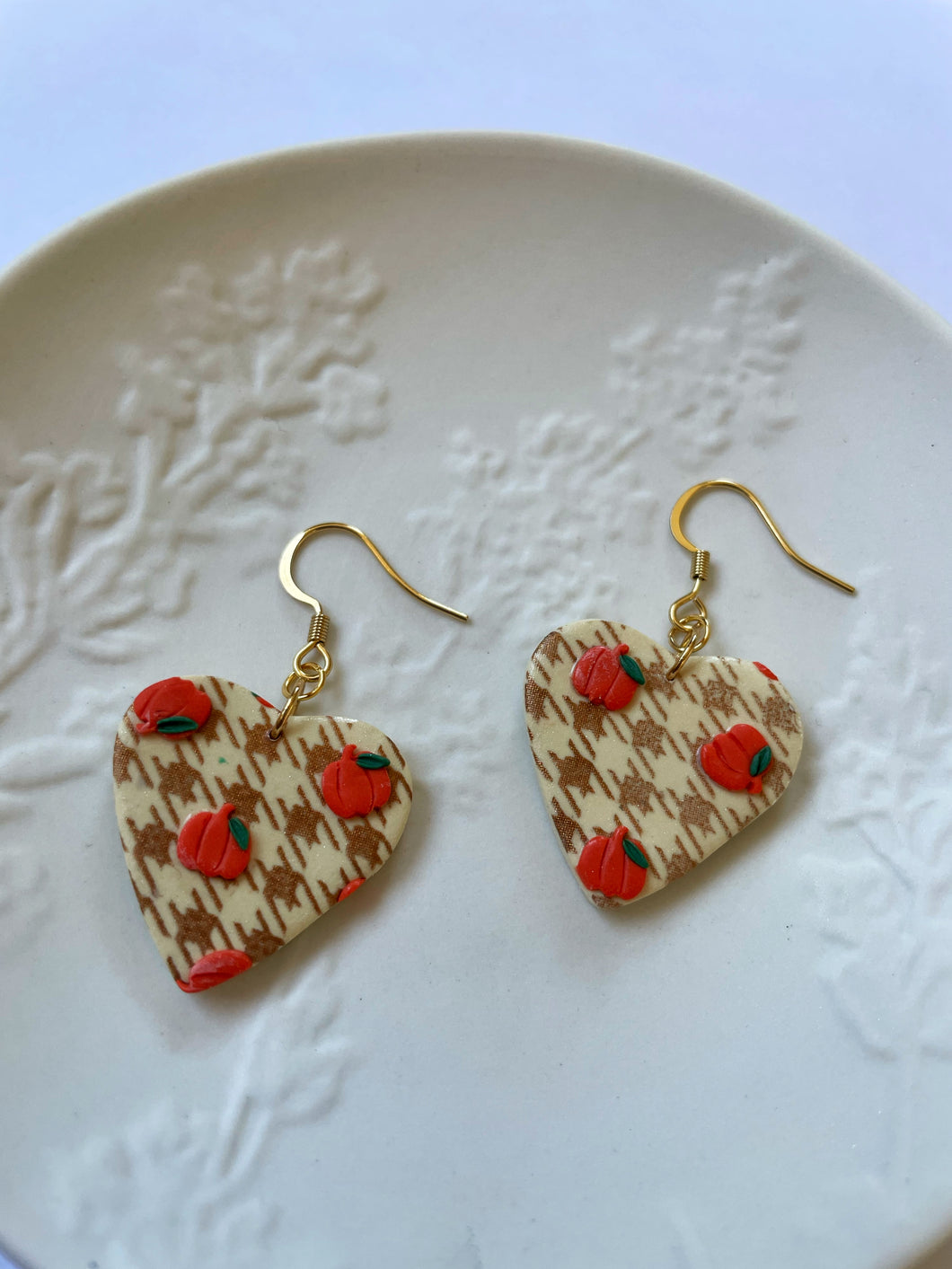 Autumn Gingham Large Hearts