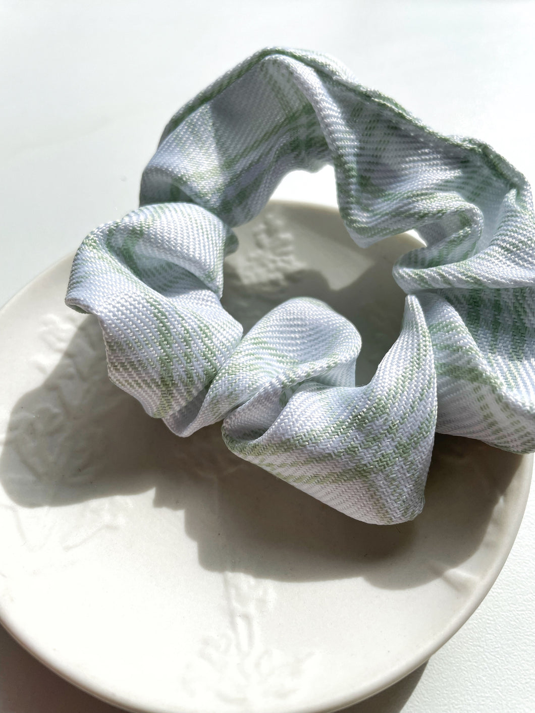 Green Plaid Scrunchie