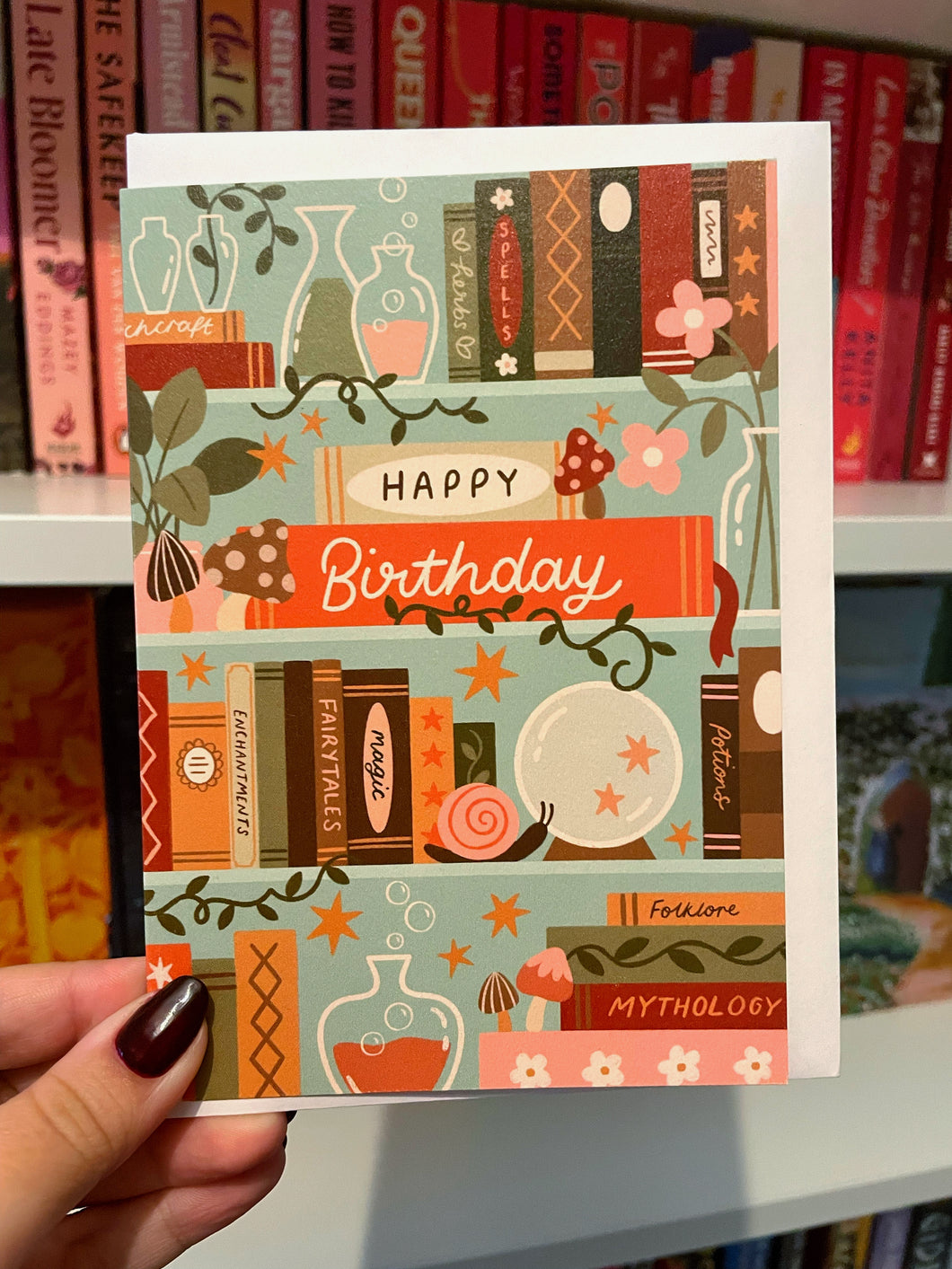 Fantasy Bookshelf Birthday Card