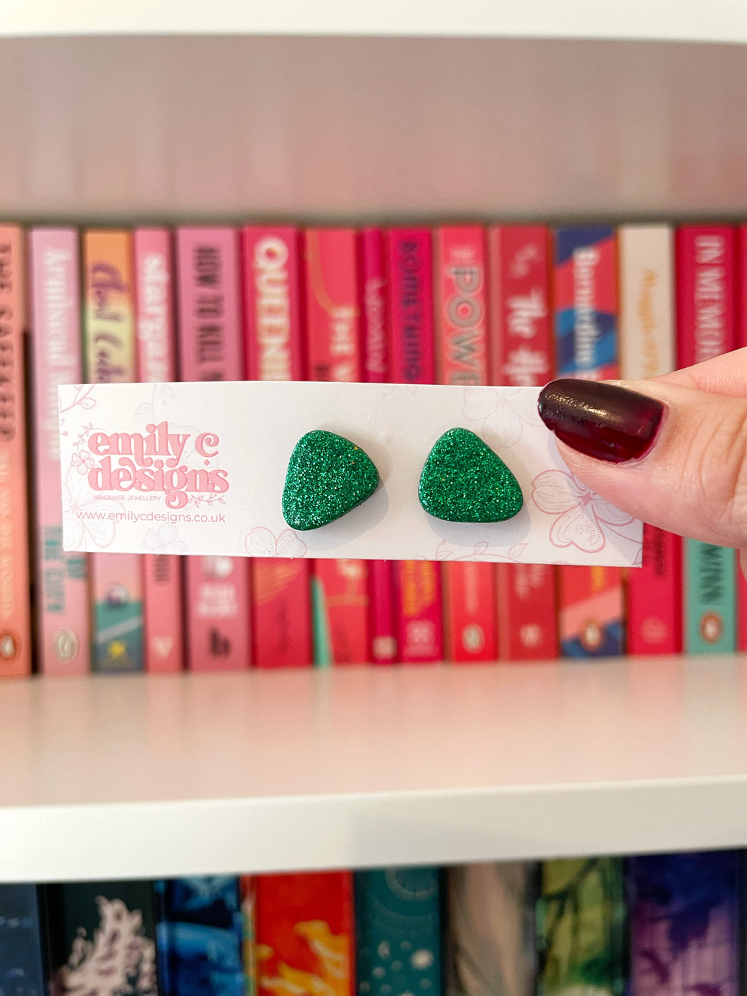 Green Festive Pebble Studs