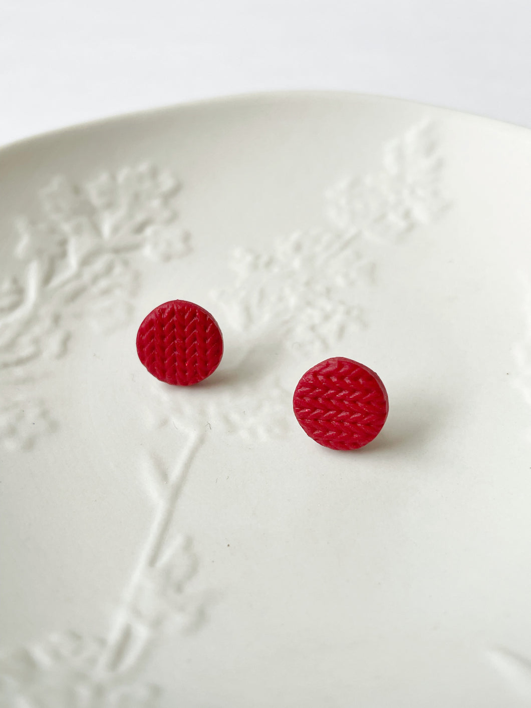 Red Knit Studs