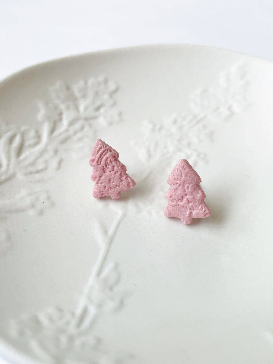 Pink Lacy Tree Studs