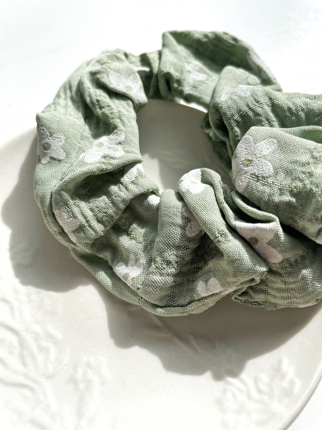 Sage Flower Scrunchie