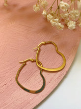 Load image into Gallery viewer, Gold Heart Hoops
